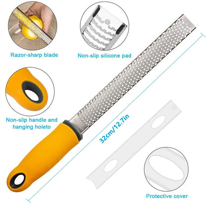 Premium Lemon Zester & Cheese Grater | Stainless Steel Kitchen Grater for Parmesan, Citrus, Ginger & Garlic